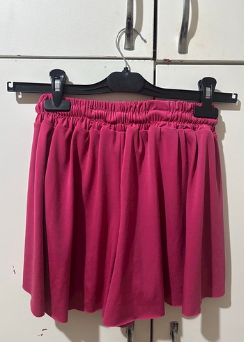 Piliseli, Bol Kesim Mini Şort-Etek - Koyu Pembe - Görsel 2