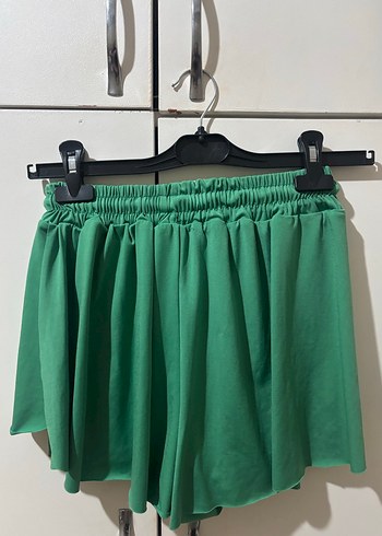 Kadın Yeşil Pilili Mini Şort - Etek - Görsel 2