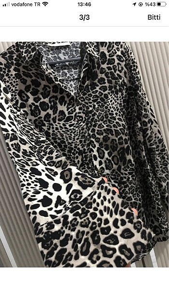 s Beden Leopar desenli oversize gömlek