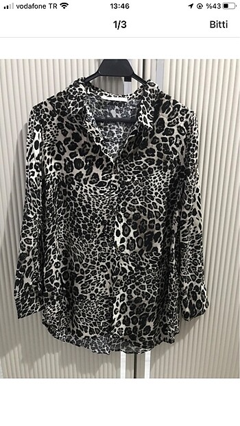 Leopar desenli oversize gömlek