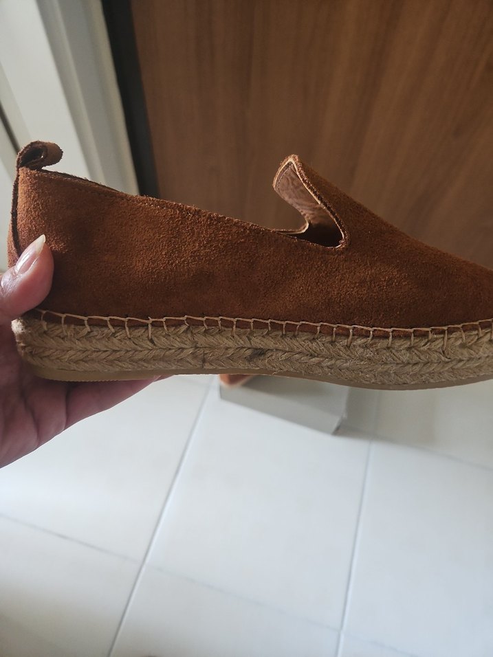 Kahverengi Süet Kadın Dolgu Topuk Espadril - Görsel 4