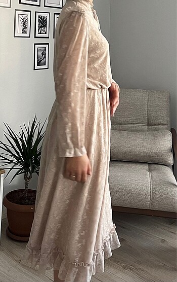 40 Beden camel Renk Vintage elbise