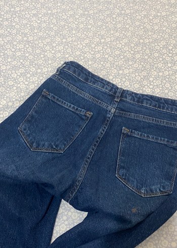 Lacivert Dantel Detaylı Kadın Midi Boy Jean - Görsel 3