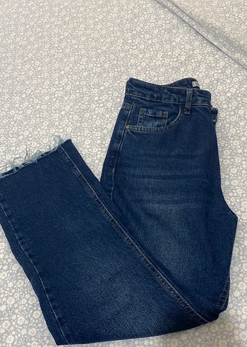 Lacivert Dantel Detaylı Kadın Midi Boy Jean - Görsel 2