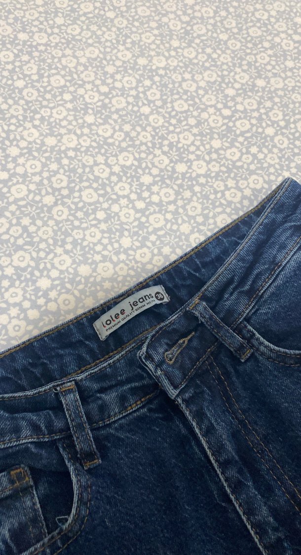 Lacivert Dantel Detaylı Kadın Midi Boy Jean - Görsel 4