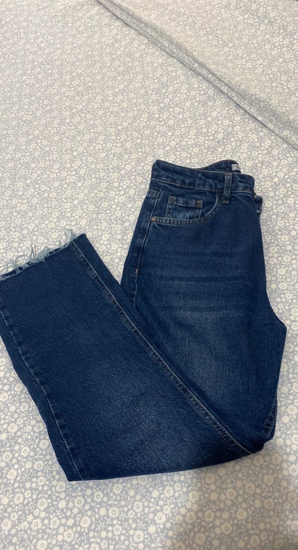 Lacivert Dantel Detaylı Kadın Midi Boy Jean - Görsel 2