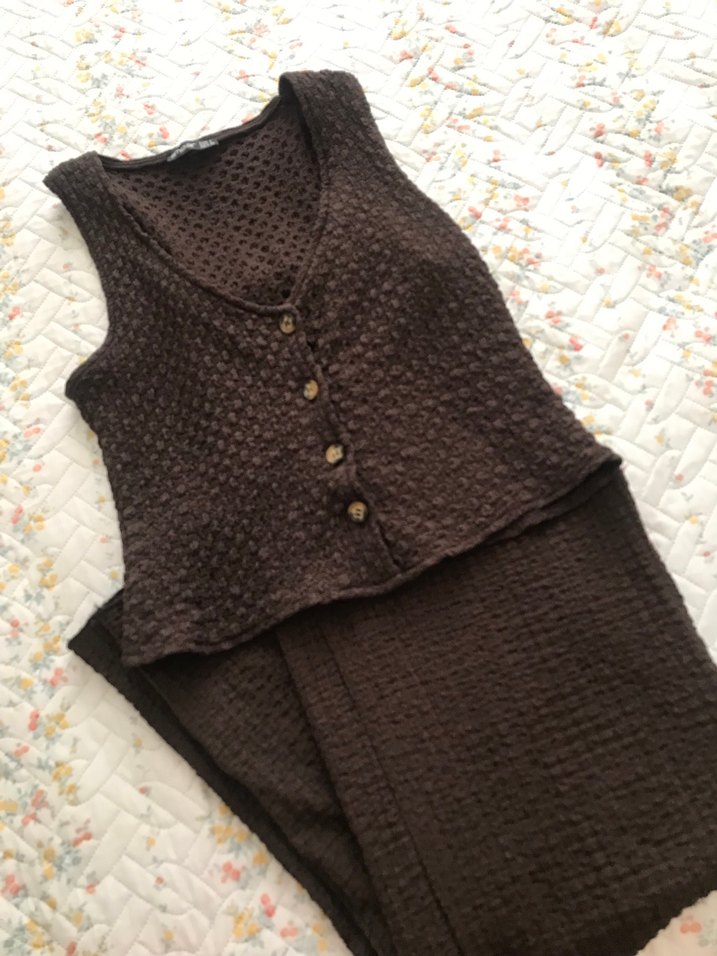 Düğmeli Siyah V Yakalı Kadın İkili takım - Görsel 3