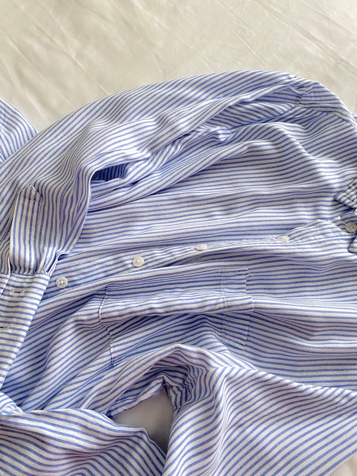 Bershka Mavi pamuk çizgili gömlek - Görsel 3