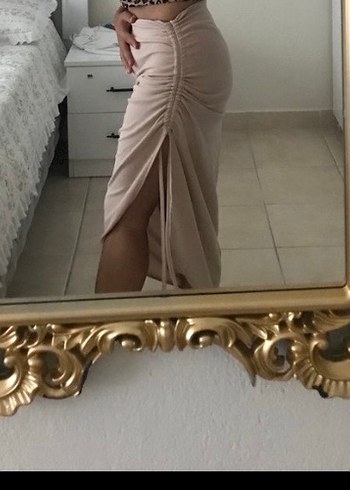 Bej Drapeli Uzun Etek - Görsel 4