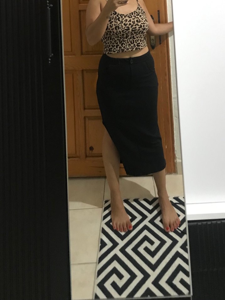 Siyah midi  Kadın Etek - Görsel 3