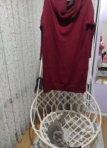 Standart beden bordo triko tunik