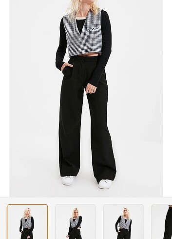 Siyah bol paça pantalon