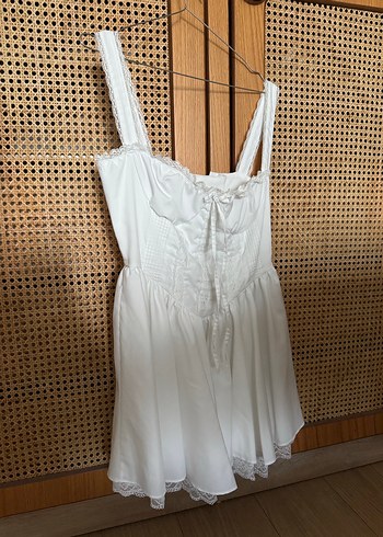 Beyaz Mini Hemşire Korseli elbise L beden - Görsel 4