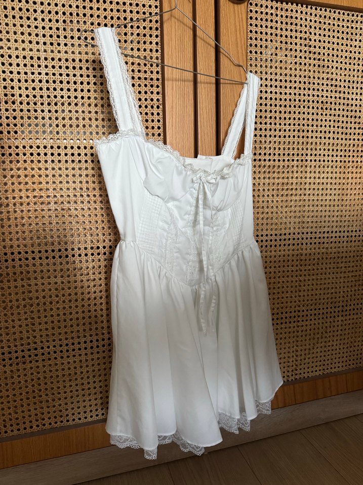 Beyaz Mini Hemşire Korseli elbise L beden - Görsel 4