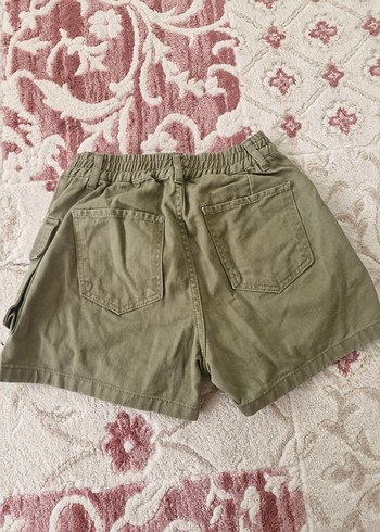 Kadın Haki Bel Bantlı Kargo Şort - Görsel 3