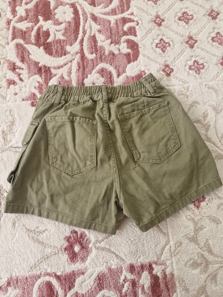 Kadın Haki Bel Bantlı Kargo Şort - Görsel 3