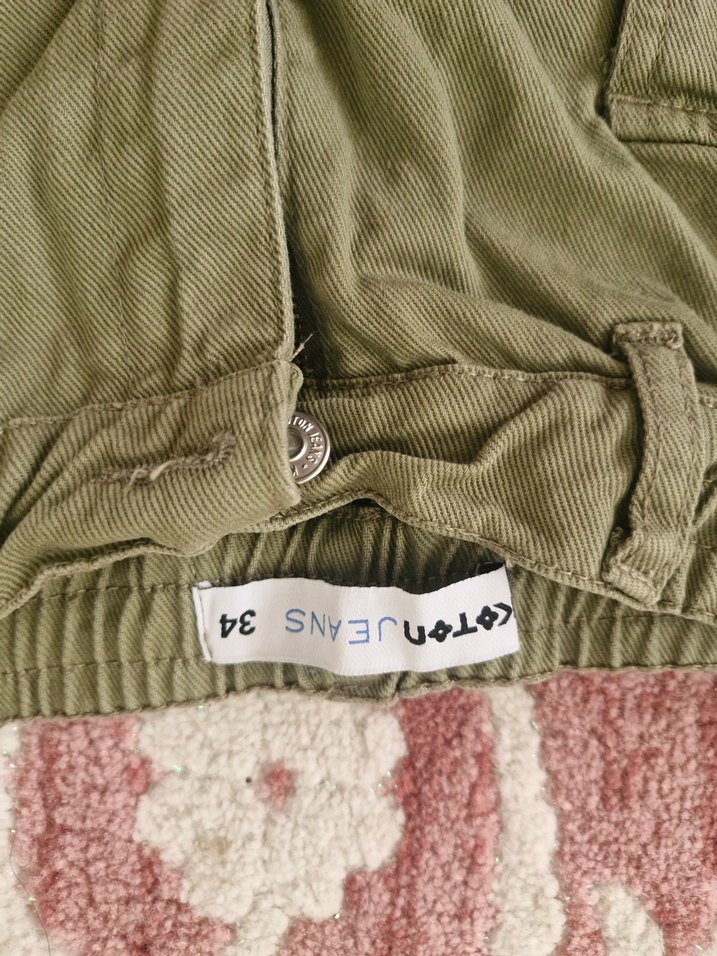 Kadın Haki Bel Bantlı Kargo Şort - Görsel 2