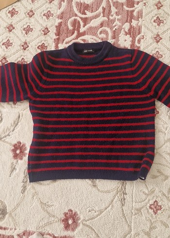 Kırmızı Çizgili Kadın Yün Kazak - Görsel 2