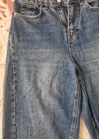 Kadın Mavi Bol Kesim Midi Kot Pantolon - Görsel 3