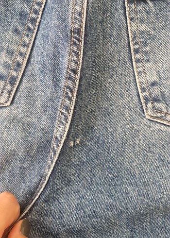 Kadın Mavi Bol Kesim Midi Kot Pantolon - Görsel 5