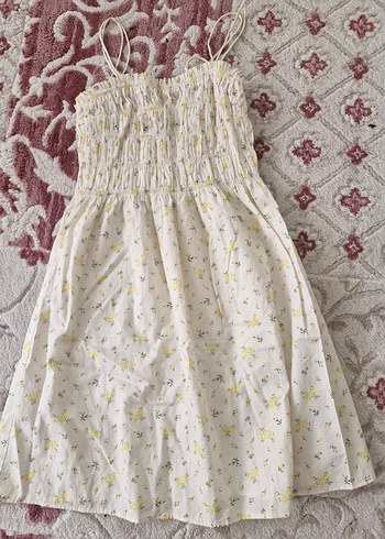 Sarı Straplez Midi Bohem Elbise - Görsel 2