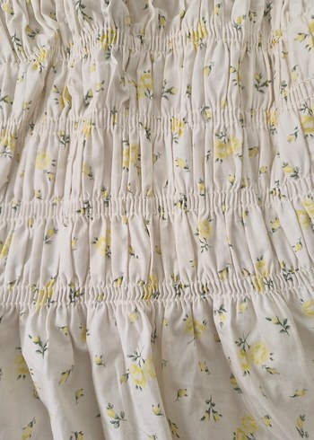 Sarı Straplez Midi Bohem Elbise - Görsel 4