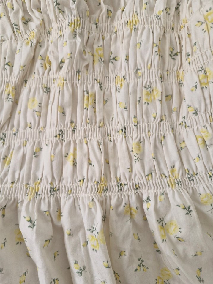 Sarı Straplez Midi Bohem Elbise - Görsel 4