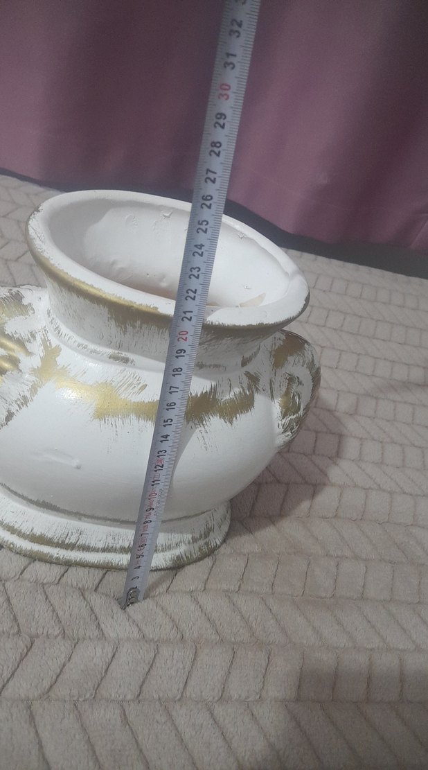 Beyaz Parlak Dekoratif Vazo - Görsel 3