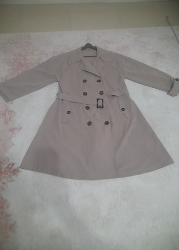 Benin Style Bej Düğmeli Midi Kadın Trençkot - Görsel 10