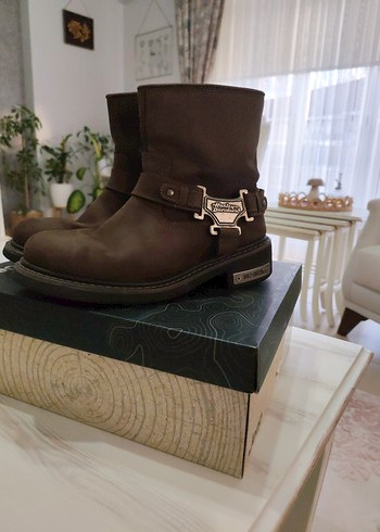 Harley. Davidson Erkek Kahverengi Deri Tokalı  Bot - Görsel 8