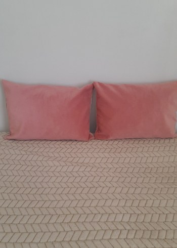 Pastel Pembe Kadife Yastık Kılıfı ve iç dolgusu