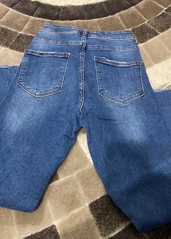 Kadın Mavi Fitilli Normal Boy Kot Pantolon - Görsel 5