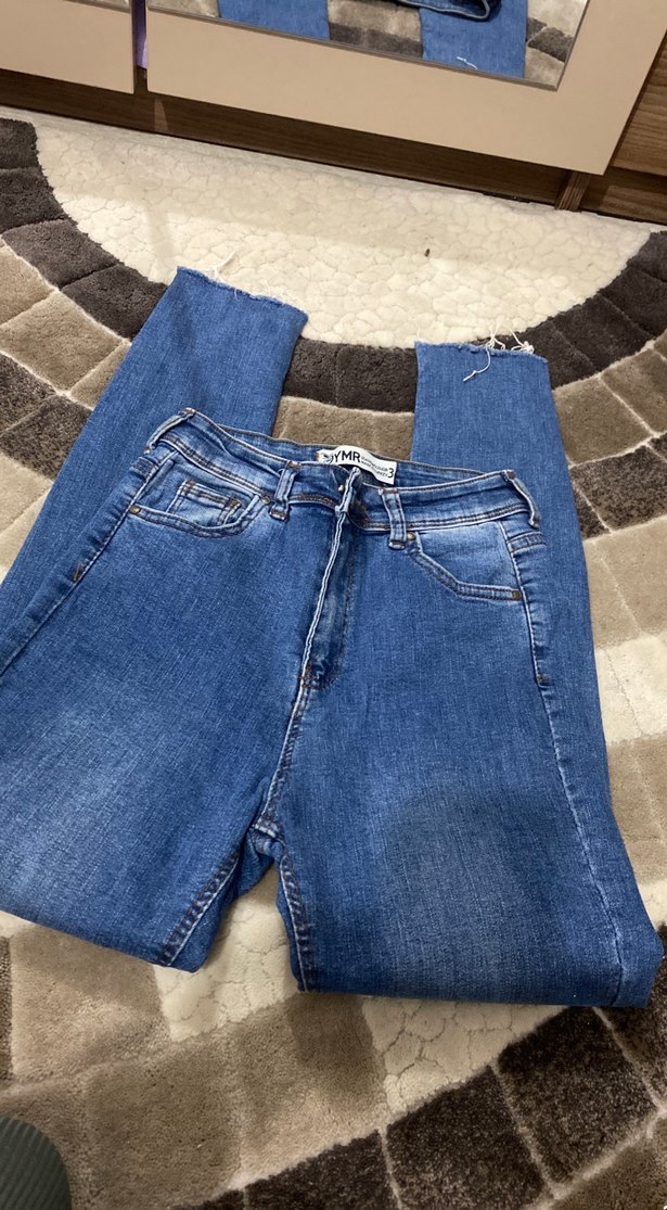 Kadın Mavi Fitilli Normal Boy Kot Pantolon - Görsel 3