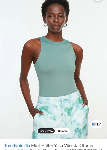Trendyolmilla Mint Halter Yaka Mini Bluz