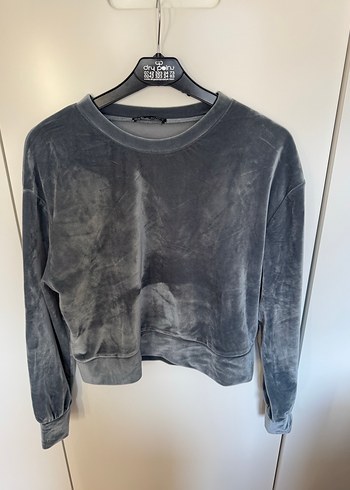 Zara Kadife Görünümlü Uzun Kollu Sweatshirt