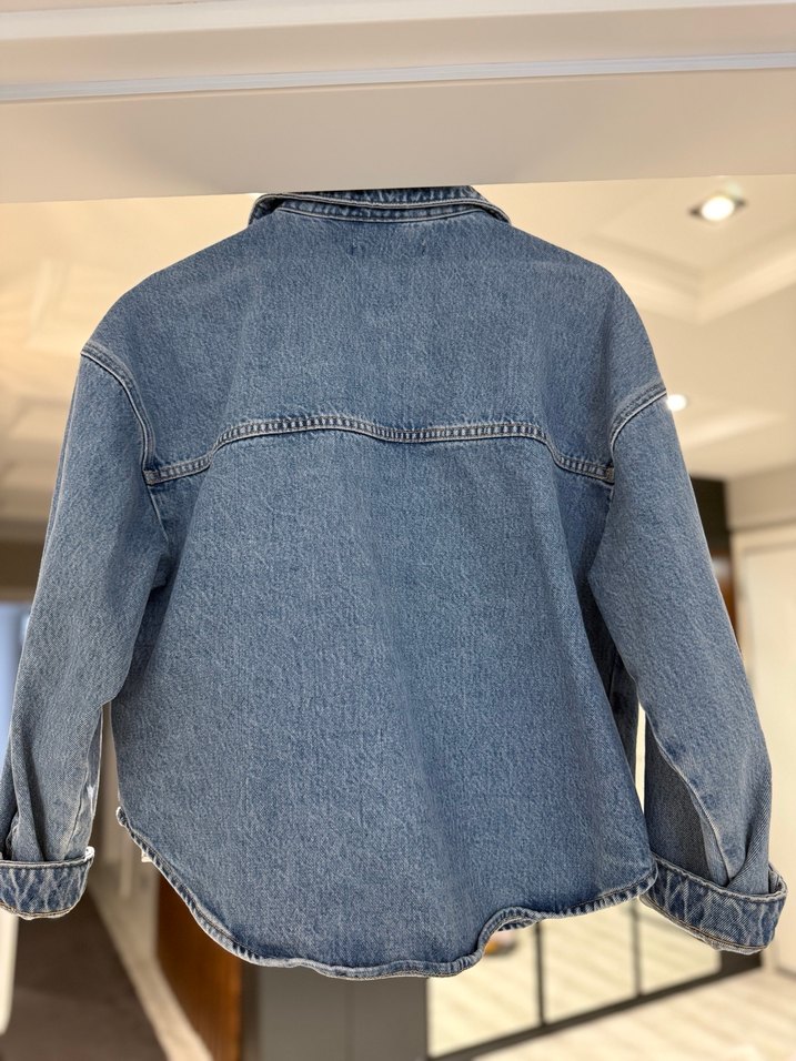 Düğmeli Mavi Kadın Denim Ceket - Görsel 2