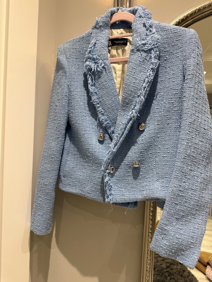 Kadın Mavi Mini Denim Ceket - Görsel 2