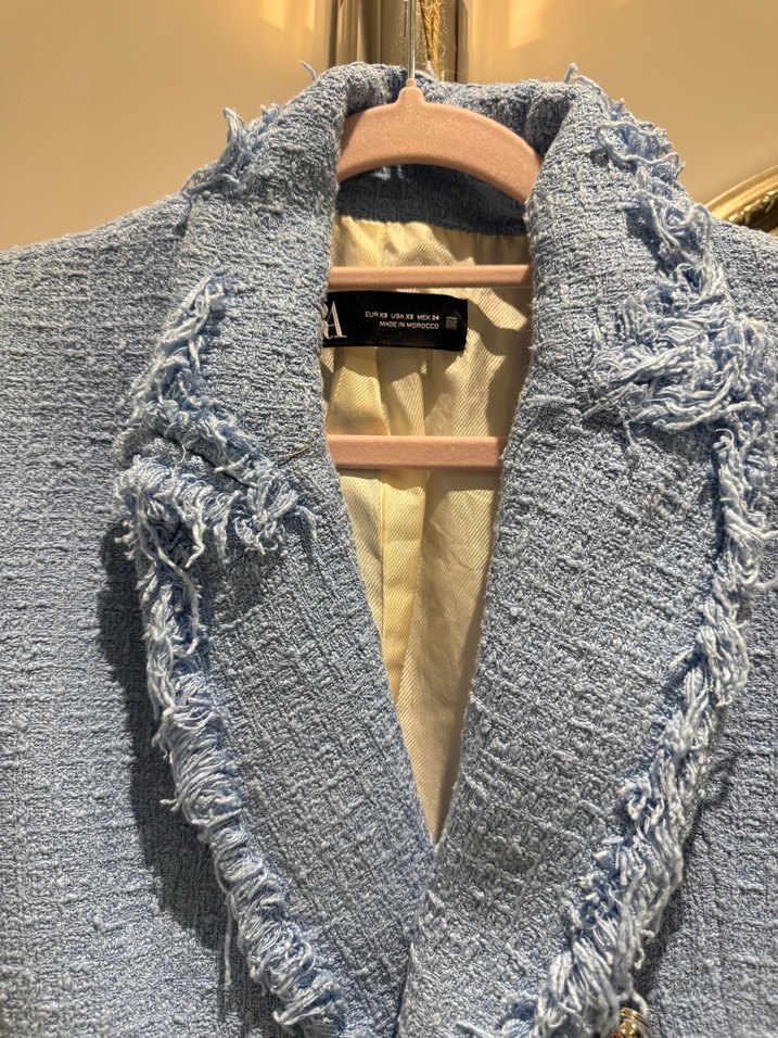 Kadın Mavi Mini Denim Ceket - Görsel 3