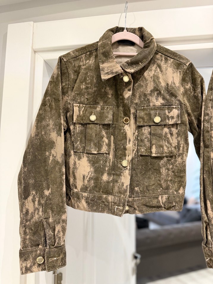 Yeşil bej  Desenli Kadın Denim Takım - Görsel 2