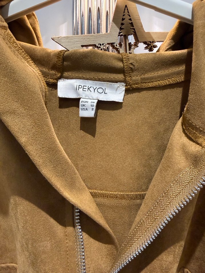 İpekyol Kadın Kahverengi Süet Fermuarlı sweat - Görsel 3