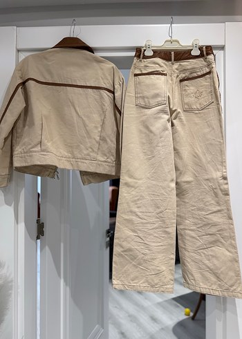 İpekyol Bej Kadın denim Kumaş deri detaylı takım - Görsel 4
