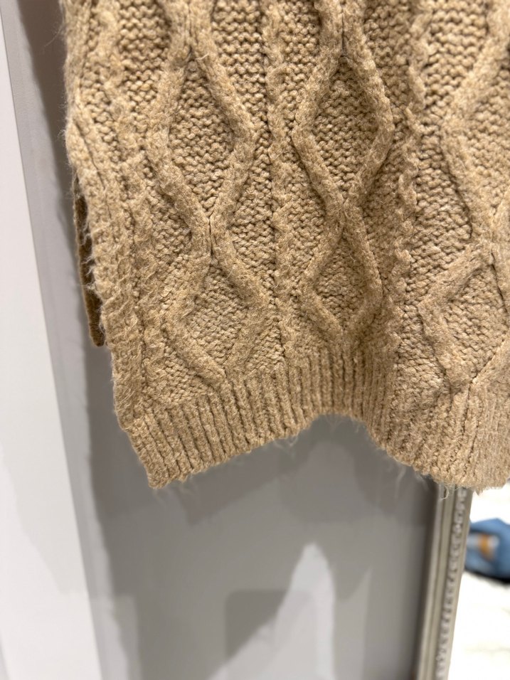 Bohem Tarz Camel renk Örgü Boğazlı Süveter - Görsel 3