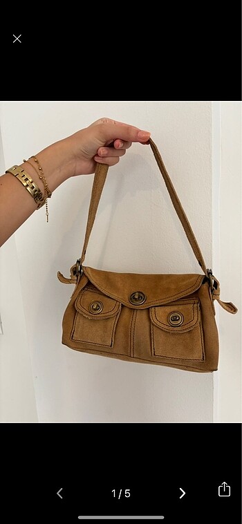 Mango baget vintage süet çanta