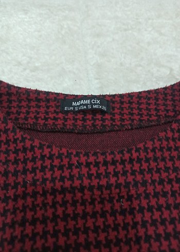 Bordo Mini Kareli Elbise/Tunik - Görsel 5