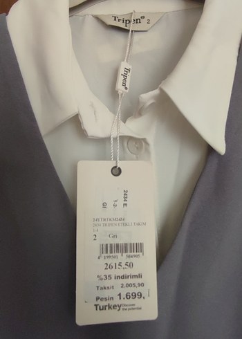 Gri Uzun Kollu V Yakalı Kadın Tunik - Görsel 6