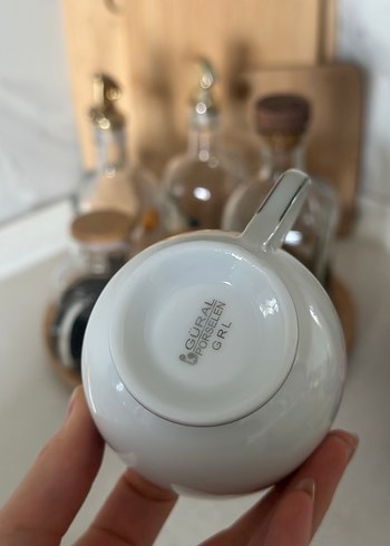 Gri Beyaz Desenli Porselen Fincan ve Tabak - Görsel 2