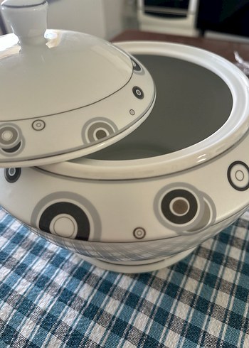 Gri Desenli Beyaz Kapaklı Çorba Kasesi - Görsel 2