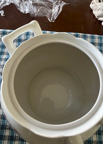 Beyaz porselen çaydanlık, çiçek desenli - Görsel 3