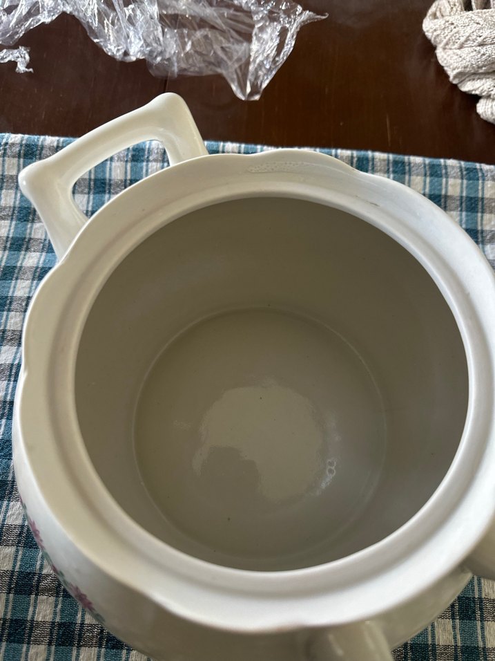 Beyaz porselen çaydanlık, çiçek desenli - Görsel 3