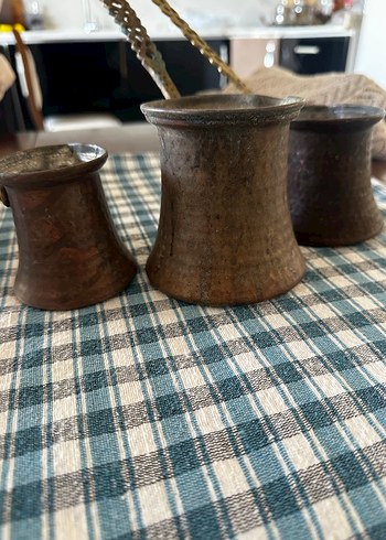 Bakır cezve seti, kahverengi ve gri tonlarda - Görsel 3